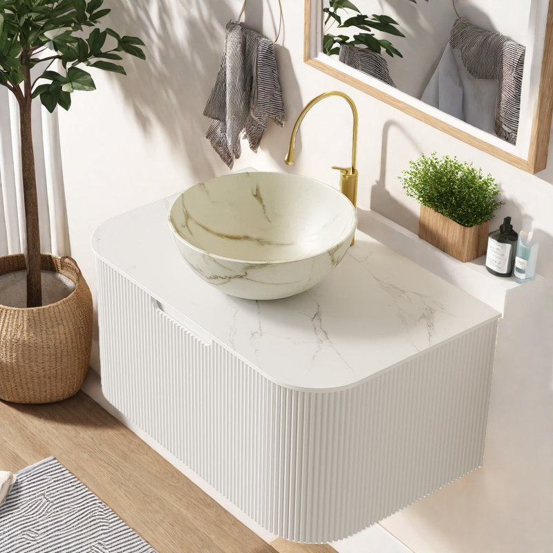 Meuble-lavabo moderne gain d'espace avec lavabo en céramique haut de gamme pour petites cuisines