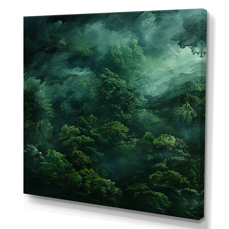 Rainforest Jungle Landscape 2 - Jungle, art mural, Toile tendue, H 30 po x l 30 po x P 1,5 po