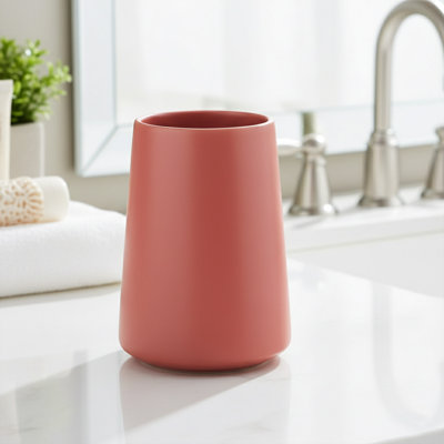 Smooth Stoneware Tumbler or Toothbrush Holder 14 Oz Flared Shape