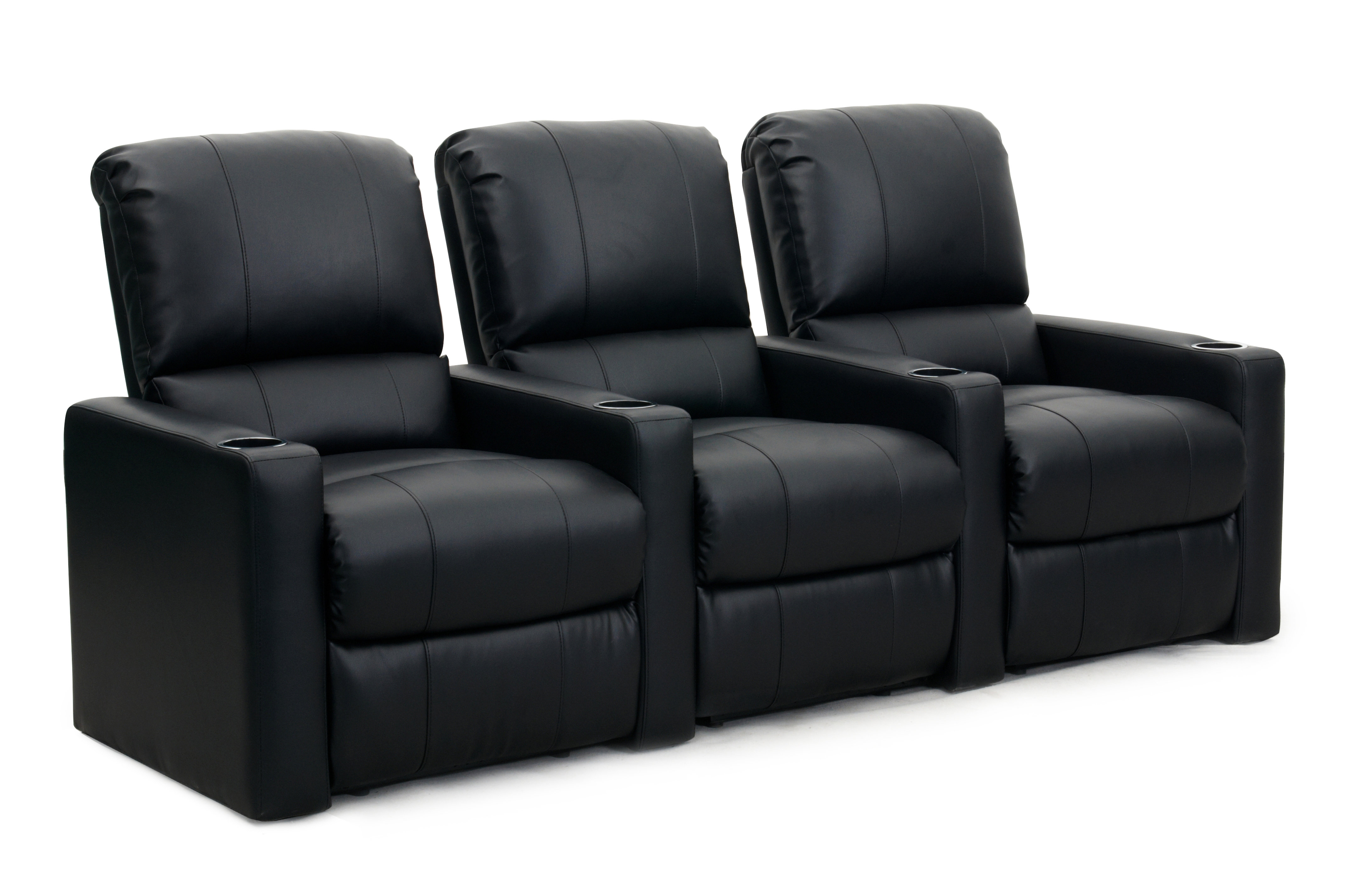 Red Barrel Studio® Faux Leather Home Theater Seating with Cup Holder