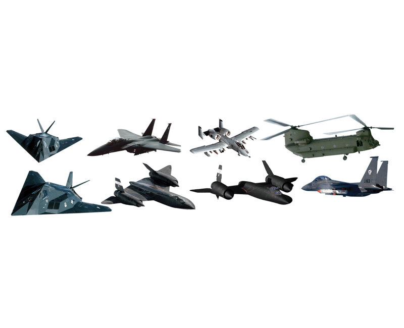Military Aircraft Patriotic Non-Wall Damaging Wall Decal