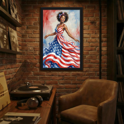 Abstract American Flag Dress Woman Portrait