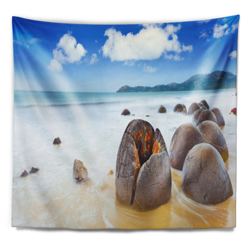 Midday moeraki boulders tapisserie Seashore, H 50 po x l 60 po