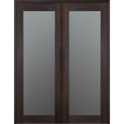 Porte française standard préfinie en bois manufacturé et verre givré Avon 207