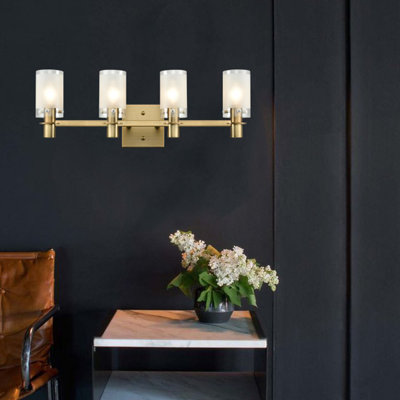 Éclairage de meuble-lavabo moderne en laiton avec verre givré - 4 lumières