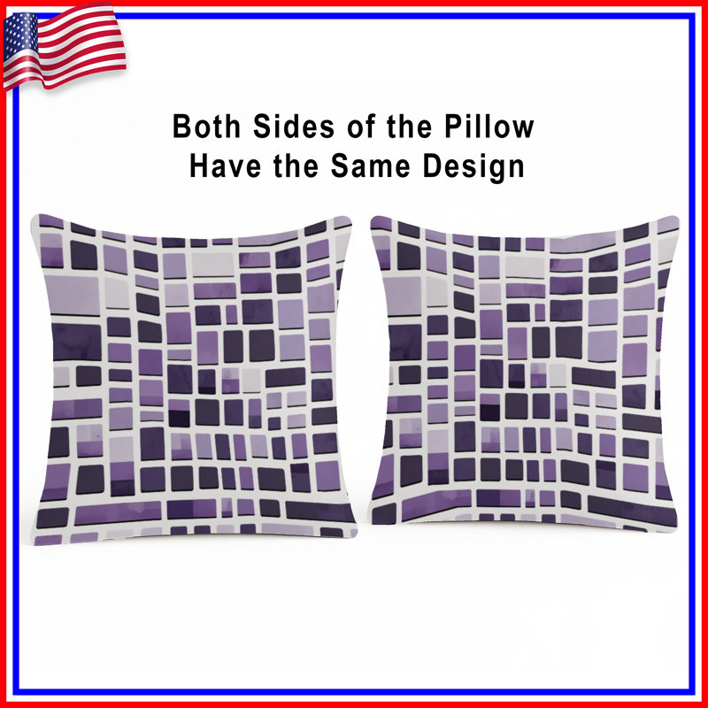 Purple Rectangular Mosaic Double Sided Throw Pillows, 20 x 20 inches