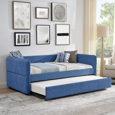 Daybed With Twin Size Pop-Up Trundle Upholstered Tufted Sofa Bed, Twin Size, Boucle Fabric (83"X43"X29.5")