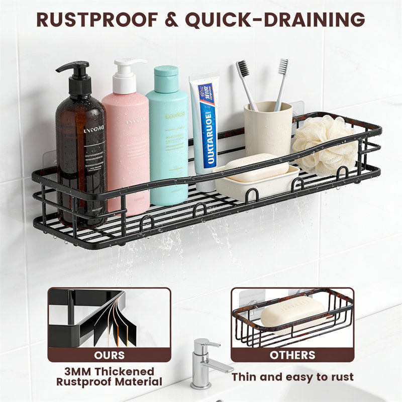Hanging Over-The-Showerhead Caddy, Rustproof Anti-Swing Organizer With Soap Holder And Hooks