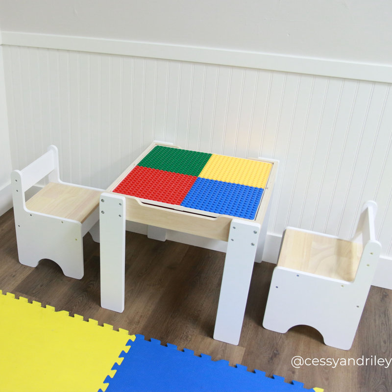 White and Natural Wooden Kids Activity Table with Reversible Top