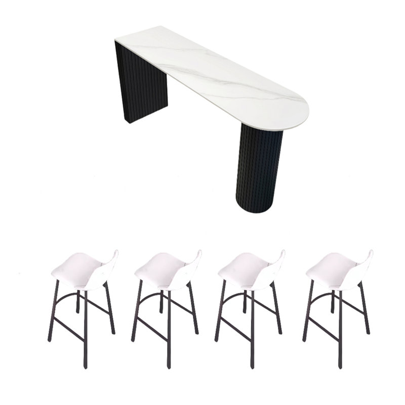 Table de bar Light Luxury, Blanc/Noir, H 35,4 po x L 62,9 po x l 15,7 po, Blanc