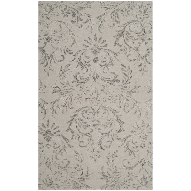 Tapis gris en viscose / laine touffeté à la main Tivoli, Rectangle 3 pi x 5 pi