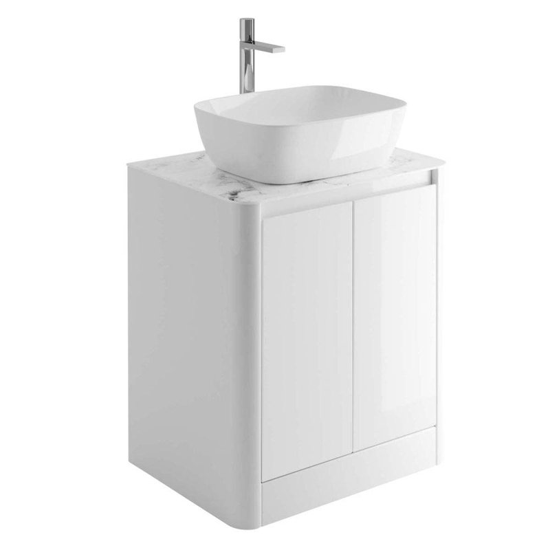  650mm Free Standing Single Bathroom Vanity, White, White