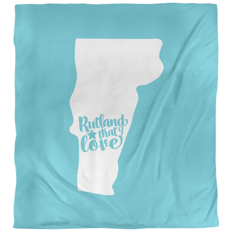 Housse de couette réversible simple rutland vermont love, Polyester brossé, Housse de couette simple TG, Bleu sarcelle
