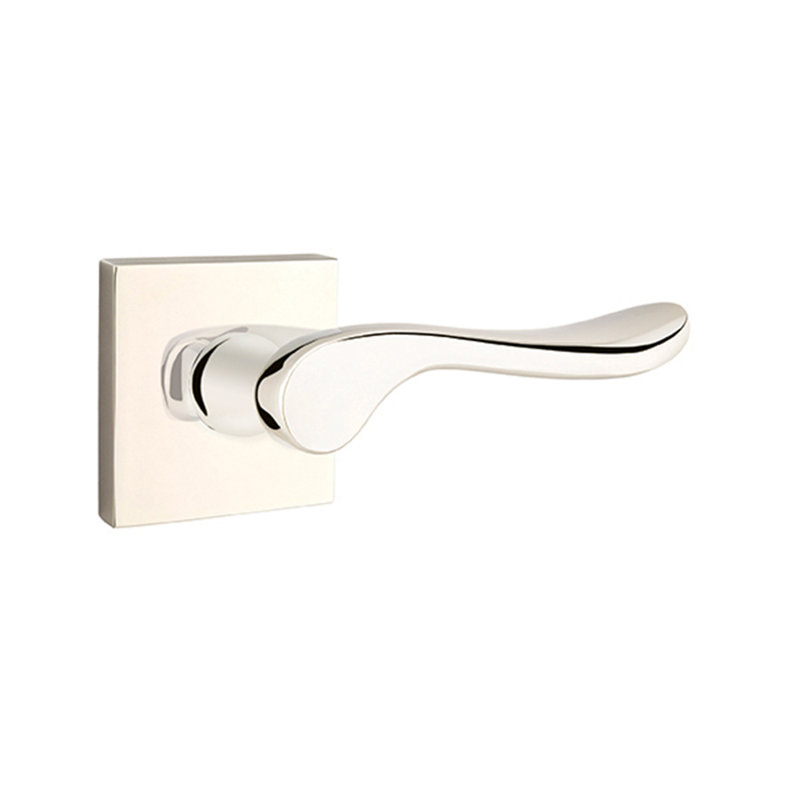Poignée de porte avec rosette Lucerne, Droite, Nickel lumineux