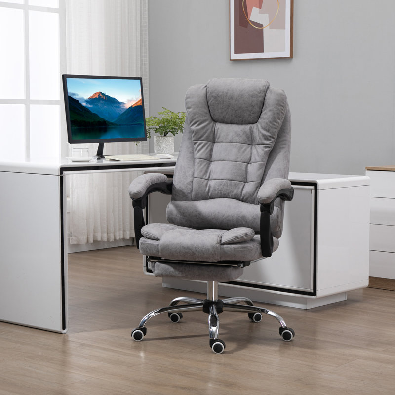 Barkett Upholstered Executive Chair with Massage Feature, Grey, Microfiber / Microsuede