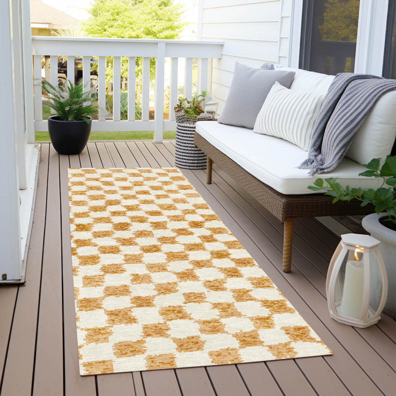 Tapis orange intérieur / extérieur lavable à la machine, Tapis de couloir 2 pi 3 po x 7 pi 6 po