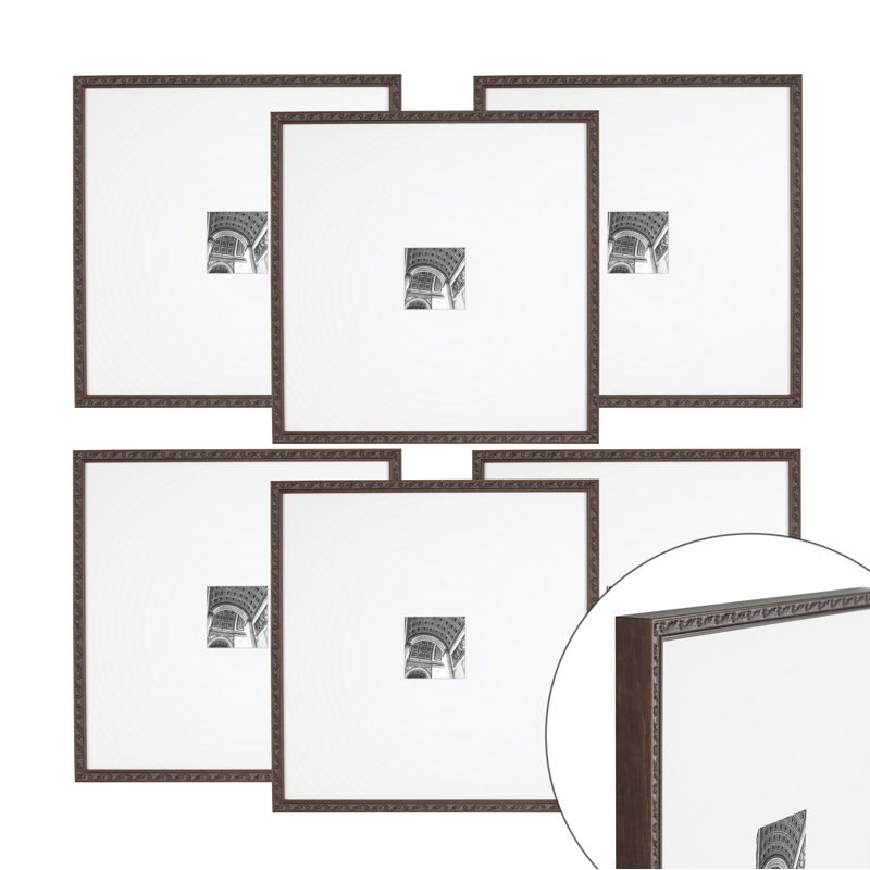 Cadre photo en bois - ensemble de 6, Brun, 5 po x 5 po