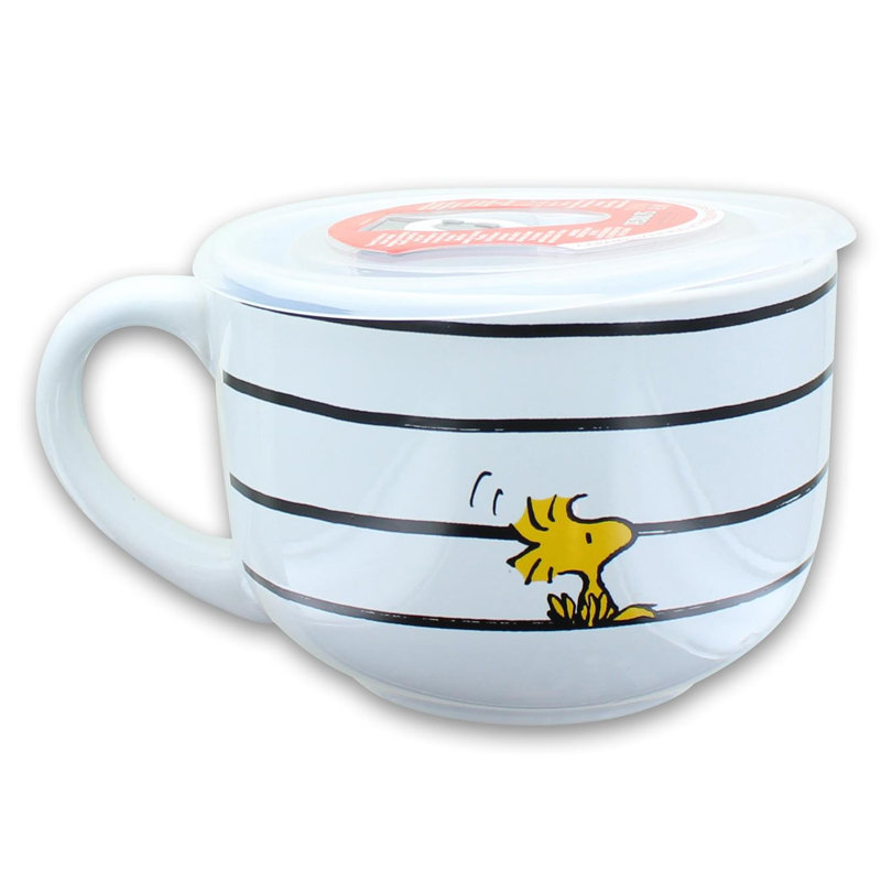 Tasse à soupe en céramique 24 oz avec couvercle Peanuts Snoopy Did Some Say Say Food