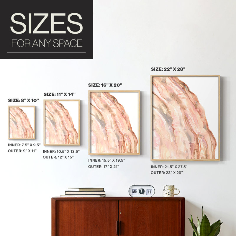 Rose Quartz I, reproduction encadrée - bois massif, H 30 po x l 24 po