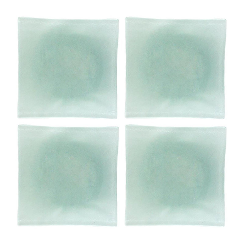 Ensemble de 4 assiettes carrées en verre transparent 7,75 "x 7,75"