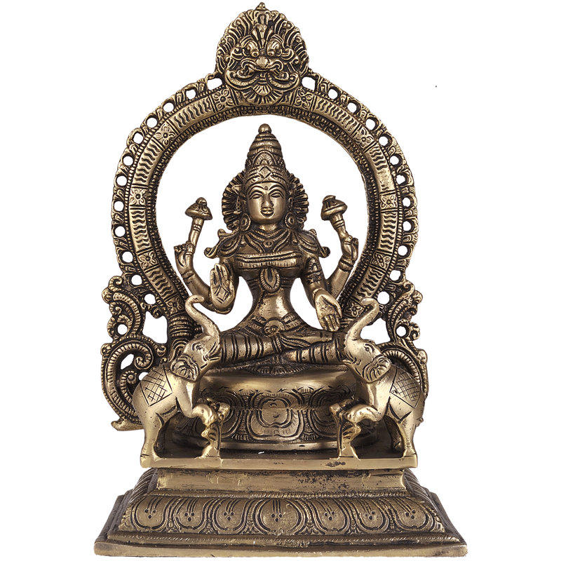 Lakshmi As Kamala avec masque mortuaire - sculpture en laiton