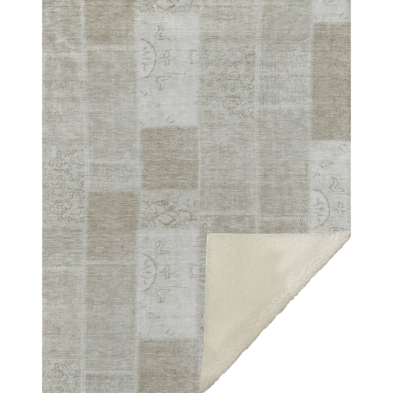 Jeté patchwork Addison Sherpa ASB631, Taupe