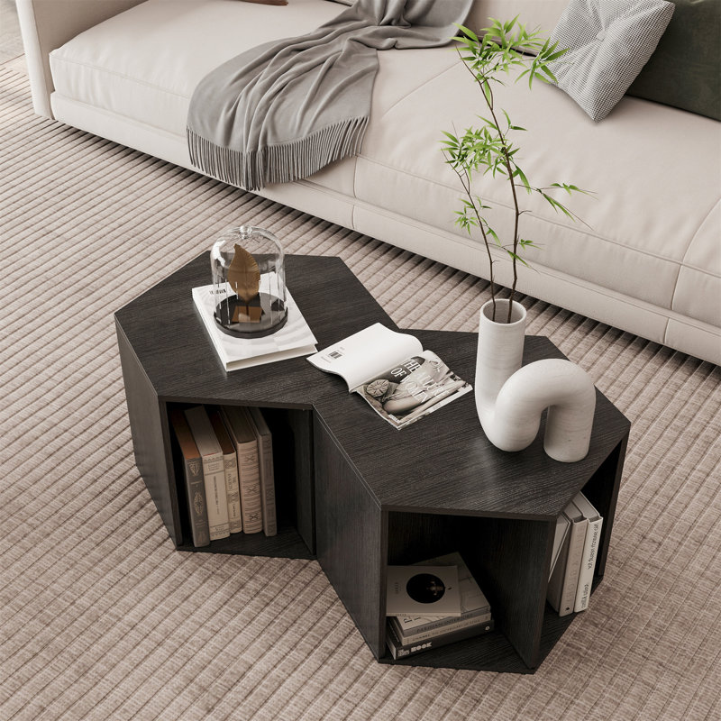 Table de chevet hexagonale 47,24 po Lakeyia, Noir brun
