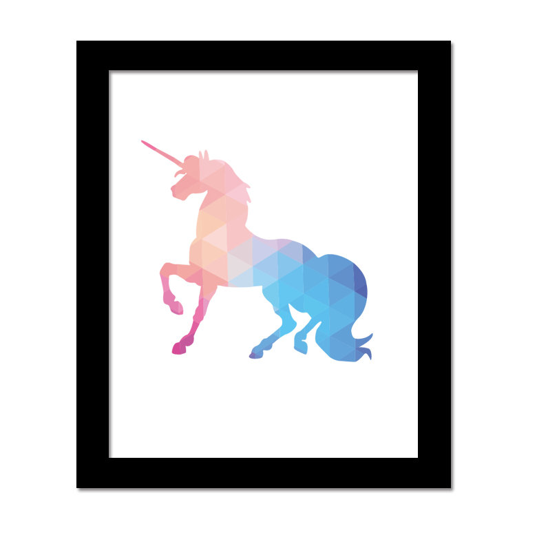 Unicorn Wall Art Print With Black Frame