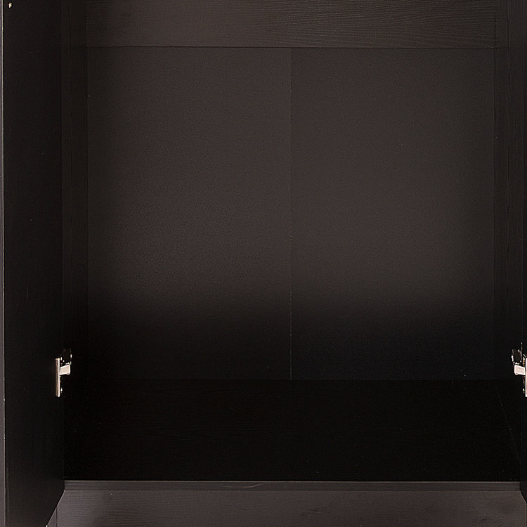 Brylene 2 Door Wardrobe, Black Oak/Black High Gloss