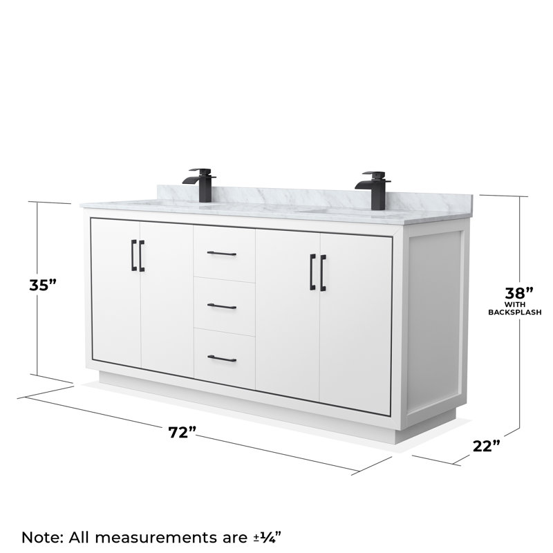 Icon 72" Double Bathroom Vanity Set, Brushed Nickel, White, 72"