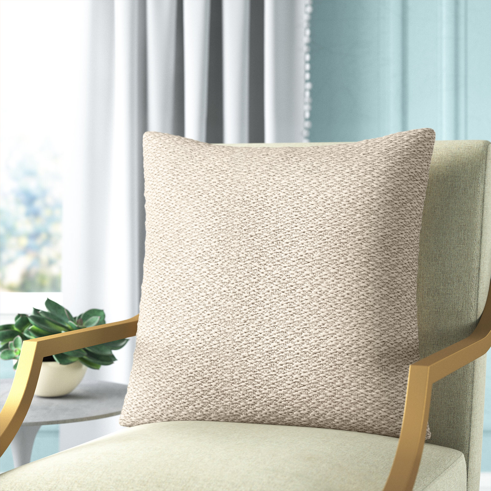 Hemlen Textured Wool Throw Pillow, Down
