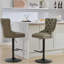 Tabourets de bar pivotants en polyuréthane rétro de 26 à 33 po, tabourets de bar modernes pour bistro et îlot de cuisine (vert olive, ensemble de 2)-1356314718