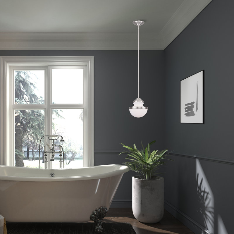 Aseret 1 - Light Single Pendant, 9.5" H x 8" W, Brushed Nickel