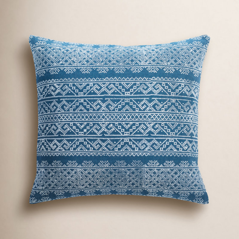Carmela Geometric Cotton Blend Throw Pillow, Polyester/Polyfill