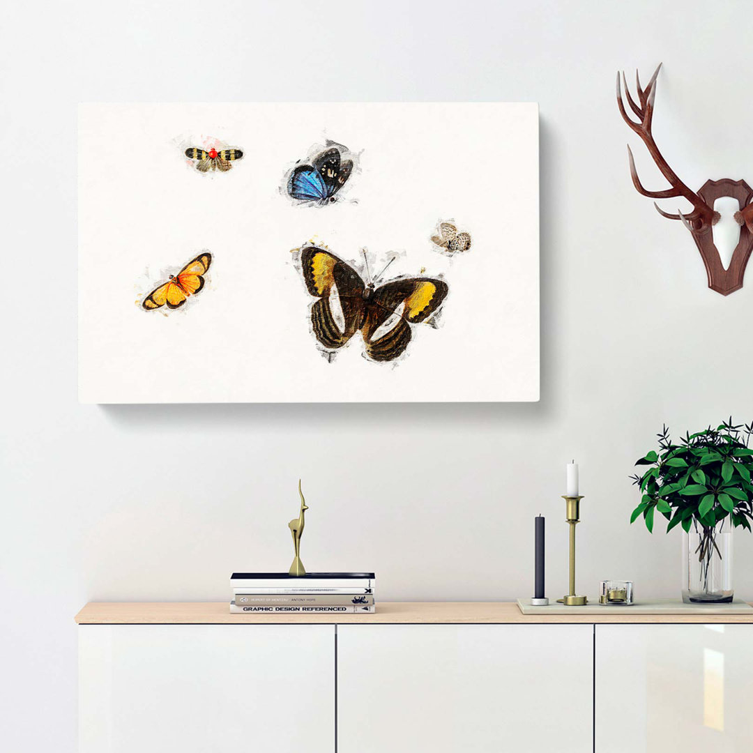 Five Butterflies by Herman Henstenburgh - Wrapped Canvas