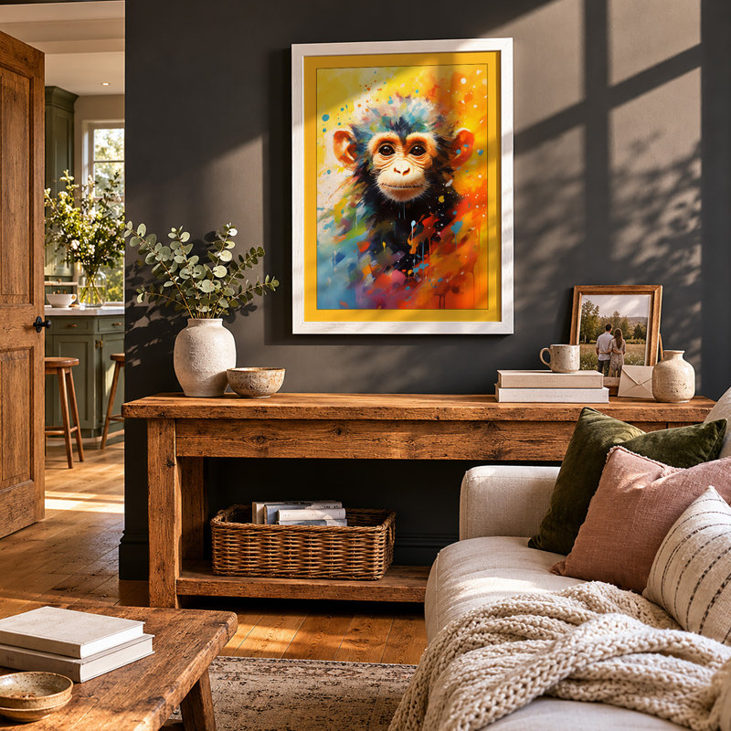 Chimpanzee Splash Modern - Print, A3 - 42.0 x 29.7 cm, White