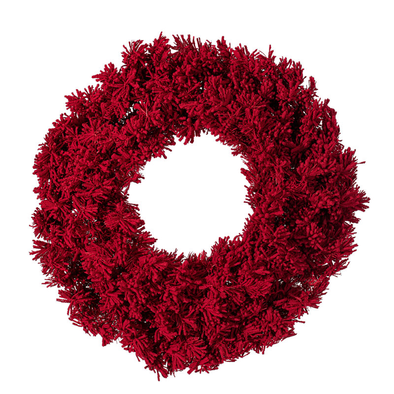 Couronne de Noël artificielle en PVC, H 36 po x l 36 po x P 3 po, Rouge