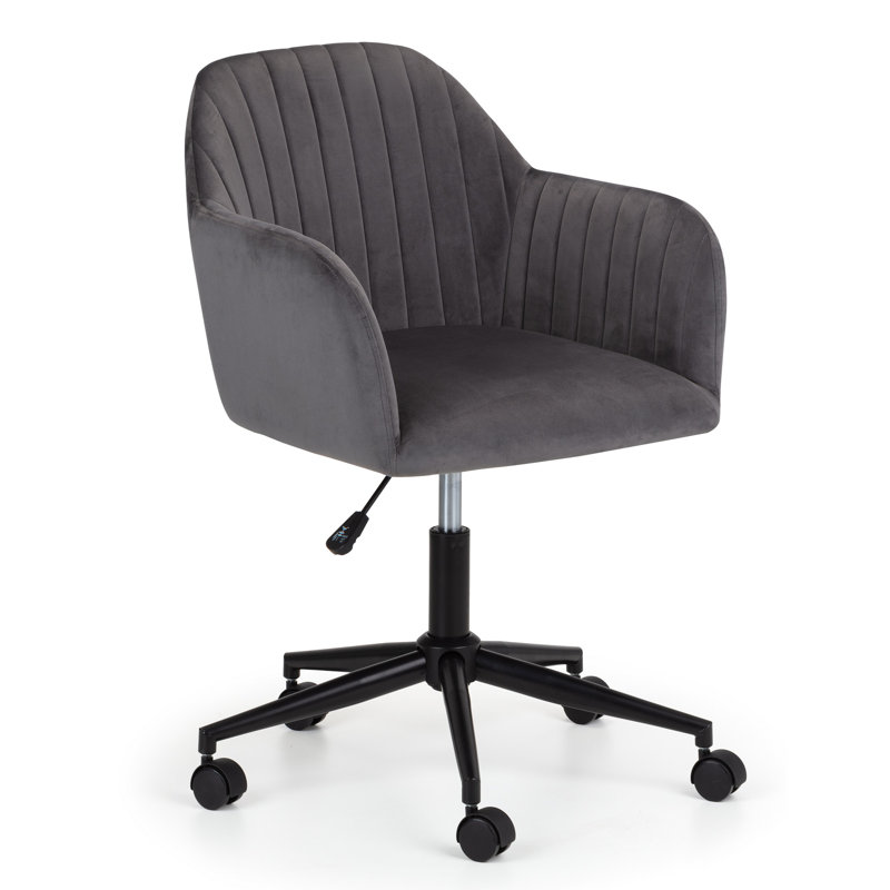 Cordelia Velvet Office Chair, Black, Grey