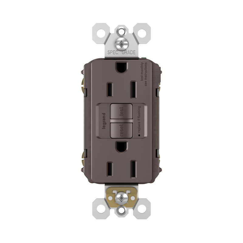Radiant 15 Amp Tamper Resistant Self Test GFCI Outlet, Brown
