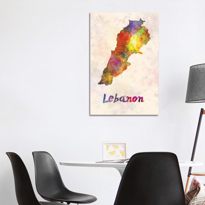 «Lebanon In Watercolor» par Paul Rommer, impression sur toile tendue