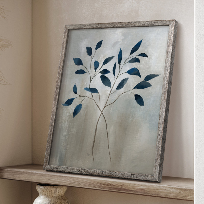 Indigo Foliage I, reproduction encadrée - bois massif, H 11 po x l 9 po