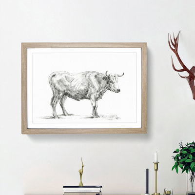 Sketch of a Bull by Jean Bernard - Picture Frame Drawing Print
