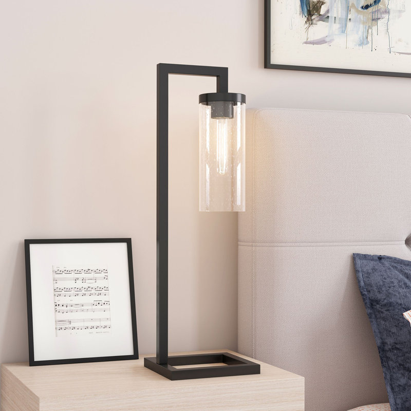 Malva Metal Desk Lamp, Seeded Glass, Blackened Bronze