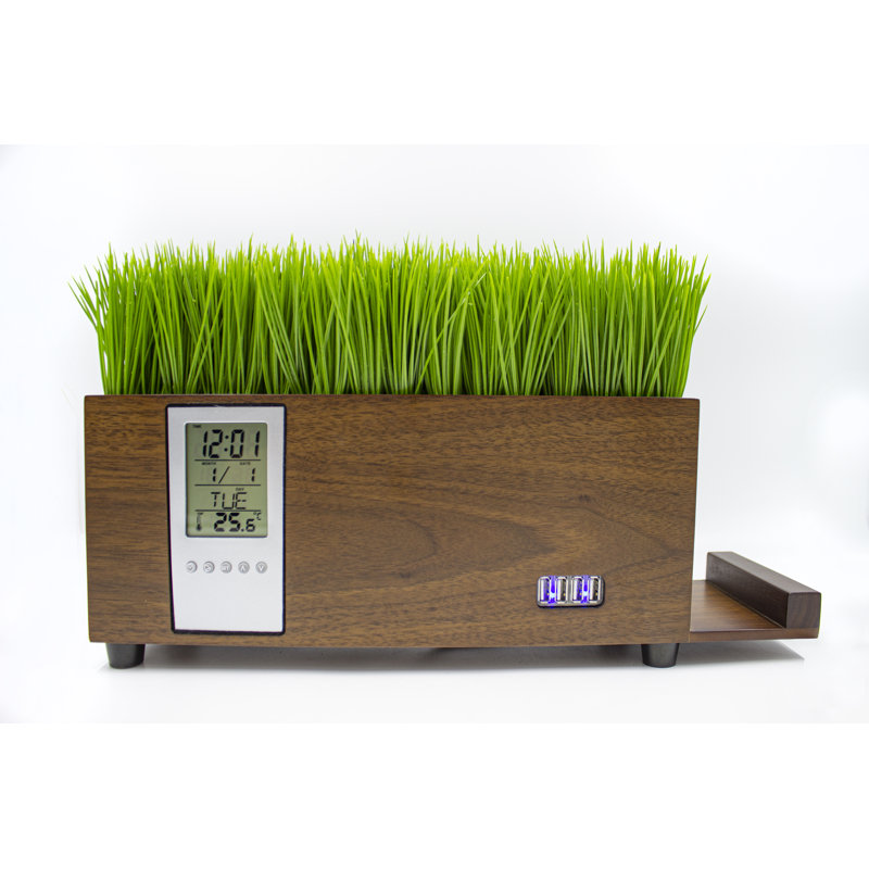 Station de charge USB à 4 ports Stroble avec horloge LCD et gazon artificiel Stroble