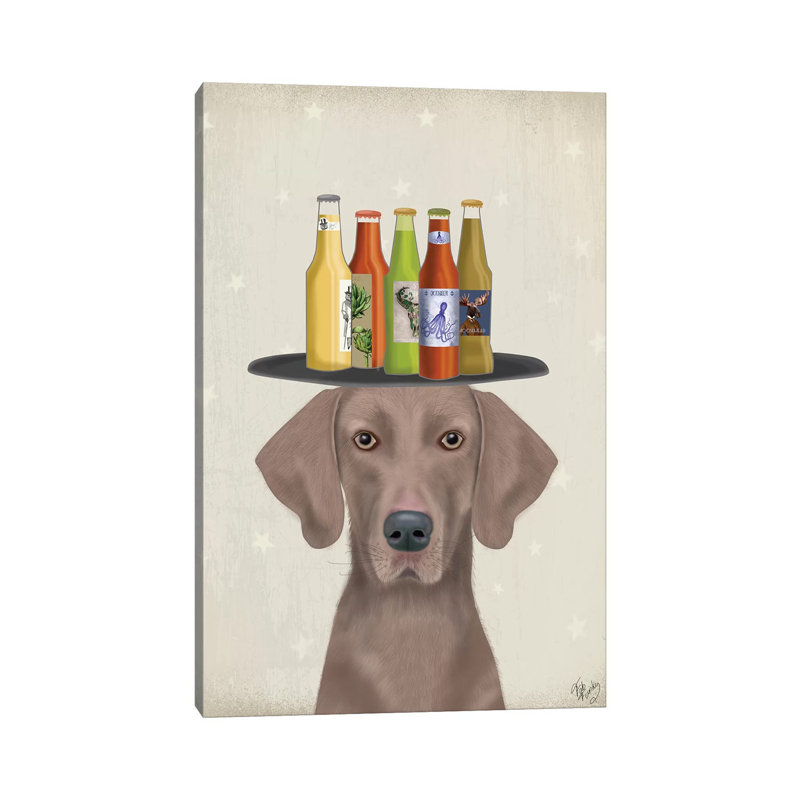Weimerarner Beer Lover by Fab Funky - Wrapped Canvas Print, 20.32 cm H x 30.48 cm W