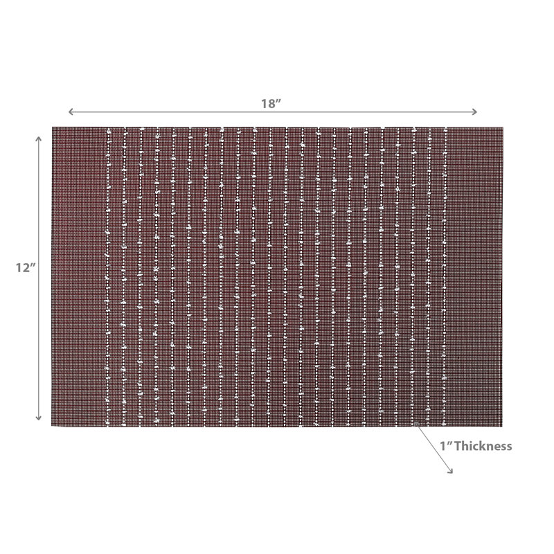 Red Vinyl Striped Rectangle Placemat Set of 12