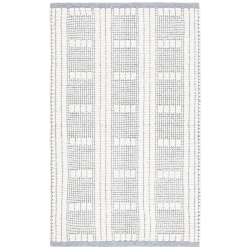 Kamarin 951 Flatweave Wool/Cotton Geometric Indoor Use Only Rug in Light Blue/Ivory, Rectangle 4' x 6'