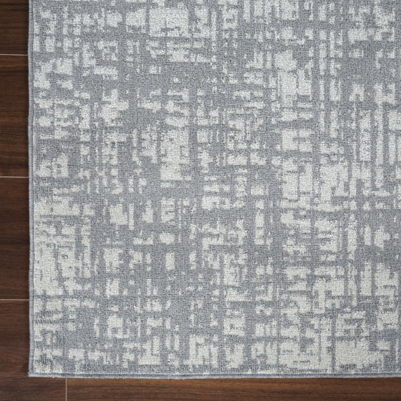 Machine Washable Frances Gray/Ivory Rug, Runner 3' x 12'