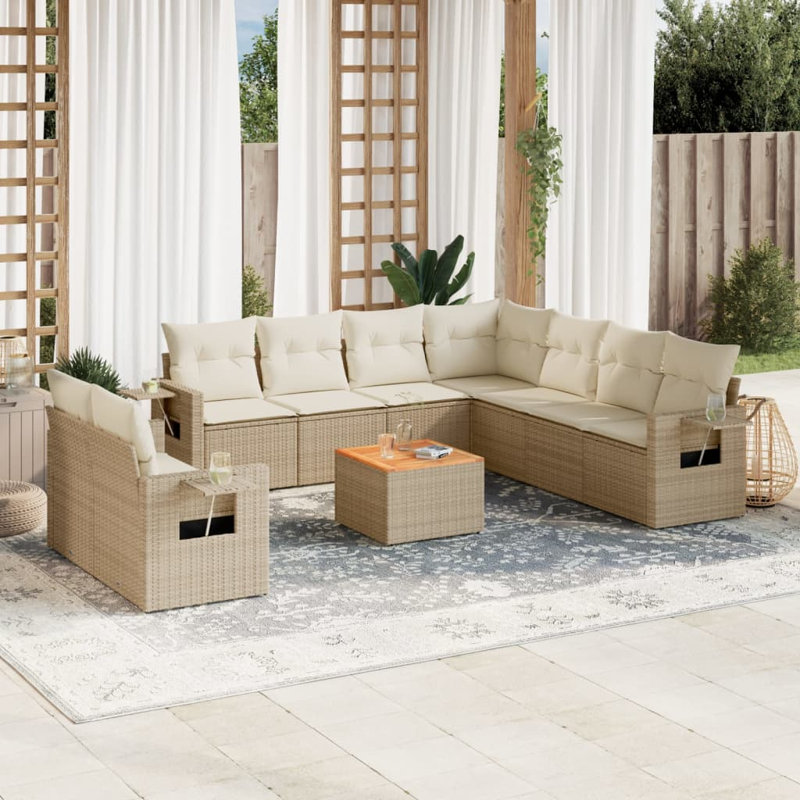  Ensemble de canapé de jardin modulaire en PE rotin beige