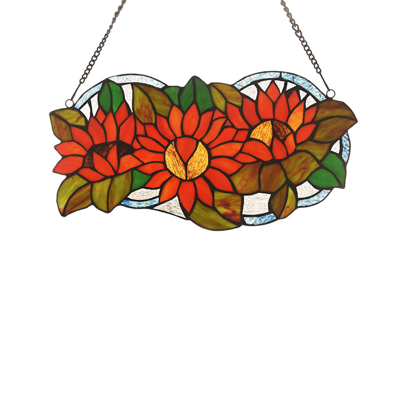 Panneau de fenêtre en verre dahlia tiffany